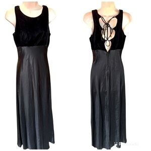 Y2k ▶️ All That Jazz ◀️ Vintage  Velvet Slip Lace Up Maxi Evening  Dress Size 7